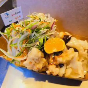 Olle Sijang Heuk Dwaeji Tangsu Yuk. (Olle Market Black Pork Sweet and Sour Pork)(올레시장흑돼지탕수육)
